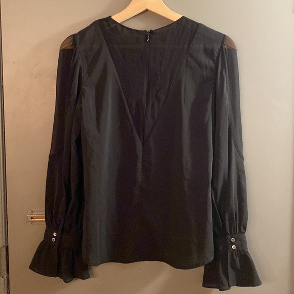 Stella & Jamie Blouse with Sheer Silk Details in Black - Picture 2 of 6
